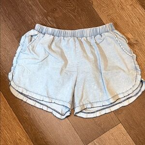 Stylish Light Blue Women's Denim Ruffled Shorts
